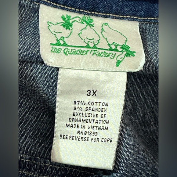 The Quacker Factory Star Rhinestone Pockets Blue Denim Jean Jacket Women's 3X - Picture 7 of 9